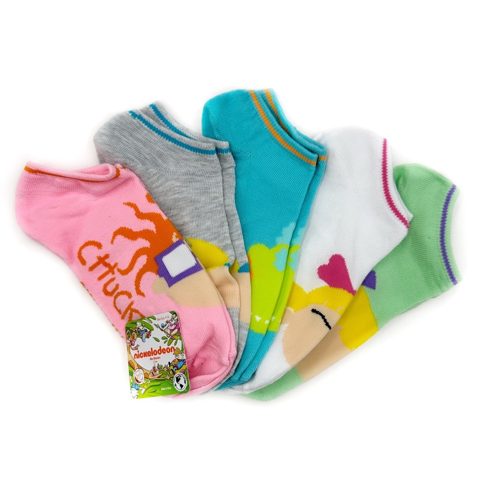 Nickelodeon Womens No Show Socks Rugrats Hey Arnold 5 Pairs Retro 90s Fun Gift